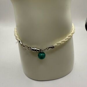 Vintage Old Green Stone Horsehair Braided Style with screw closure Beautiful